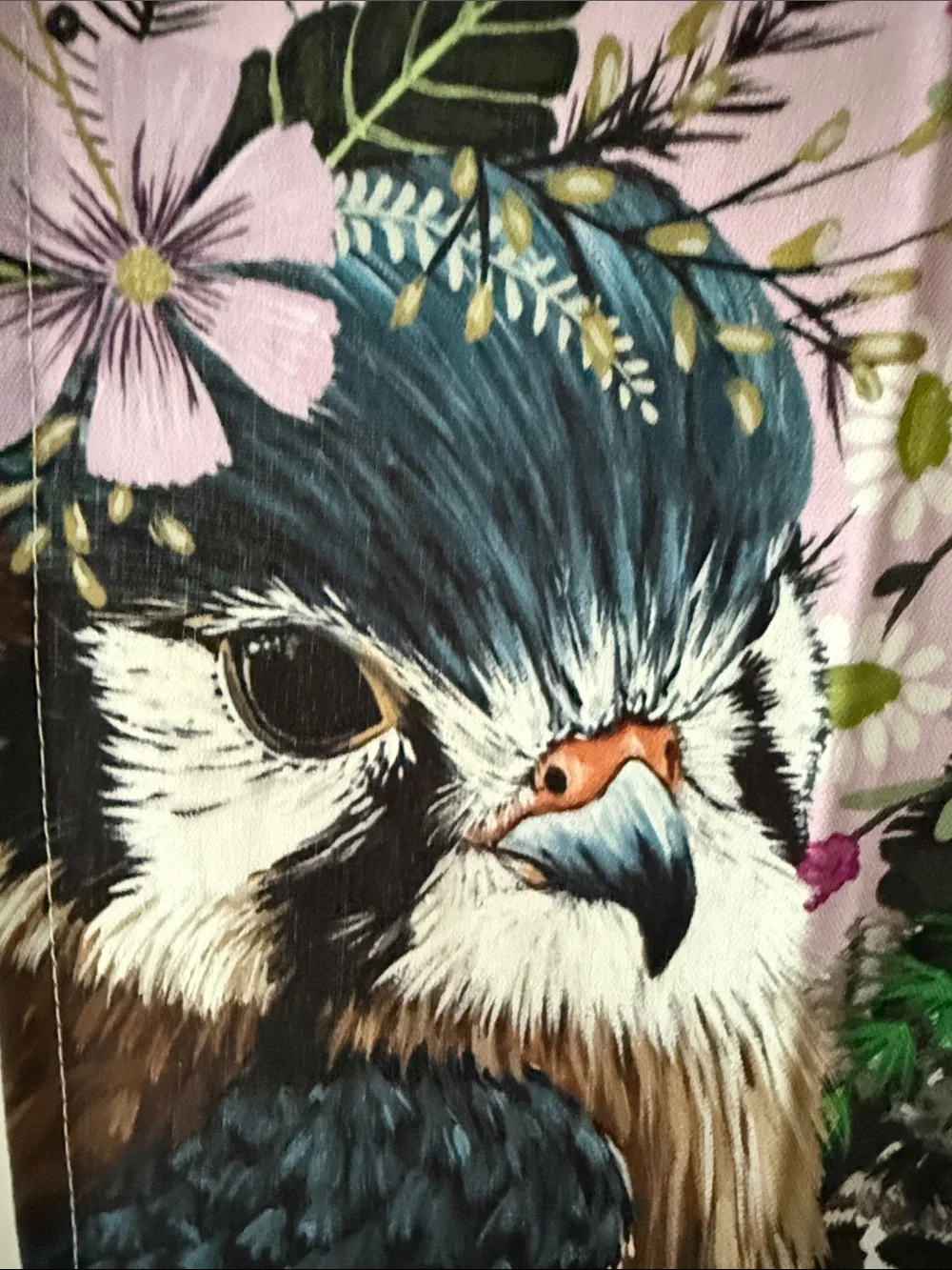 Floral Bird Print Cage Dish Tea Towel — Pink